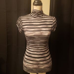 Striped mock neck top